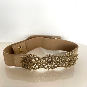 BCBG MAXAZRIA Gold rhinestones stretchy belt XS